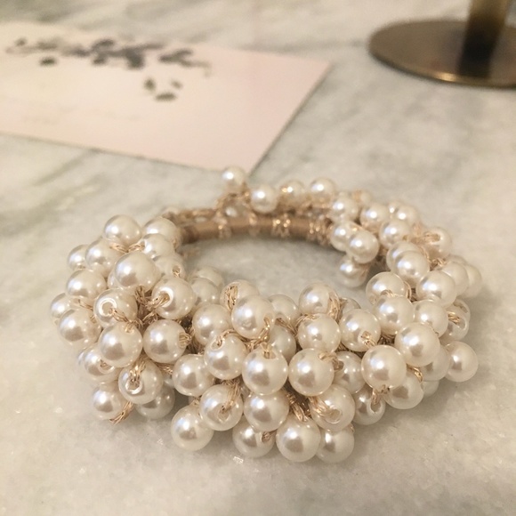 Champagne Pearl Stranded Cluster Hair Tie Piece - Picture 5 of 7